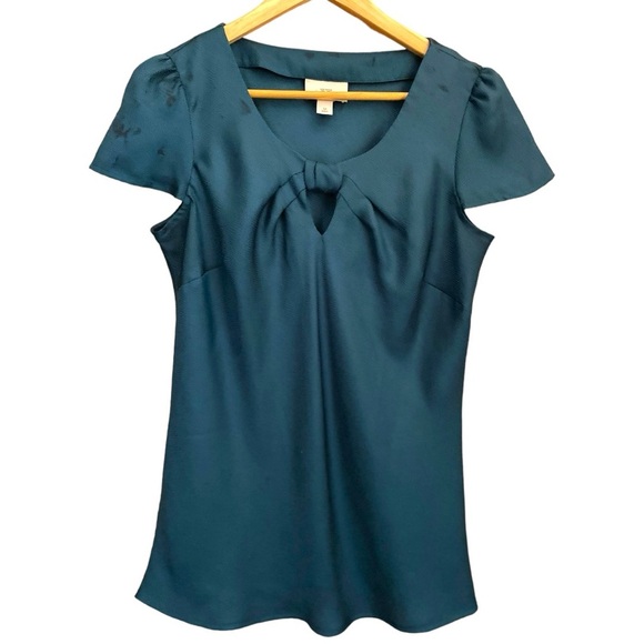 LOFT Tops - Loft blue/green blouse with bow front Size M